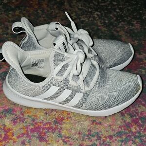 Adidas Knit Gray and White Running Shoes